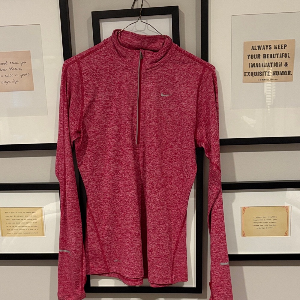 Nike Pink Heathered Half-Zip Top